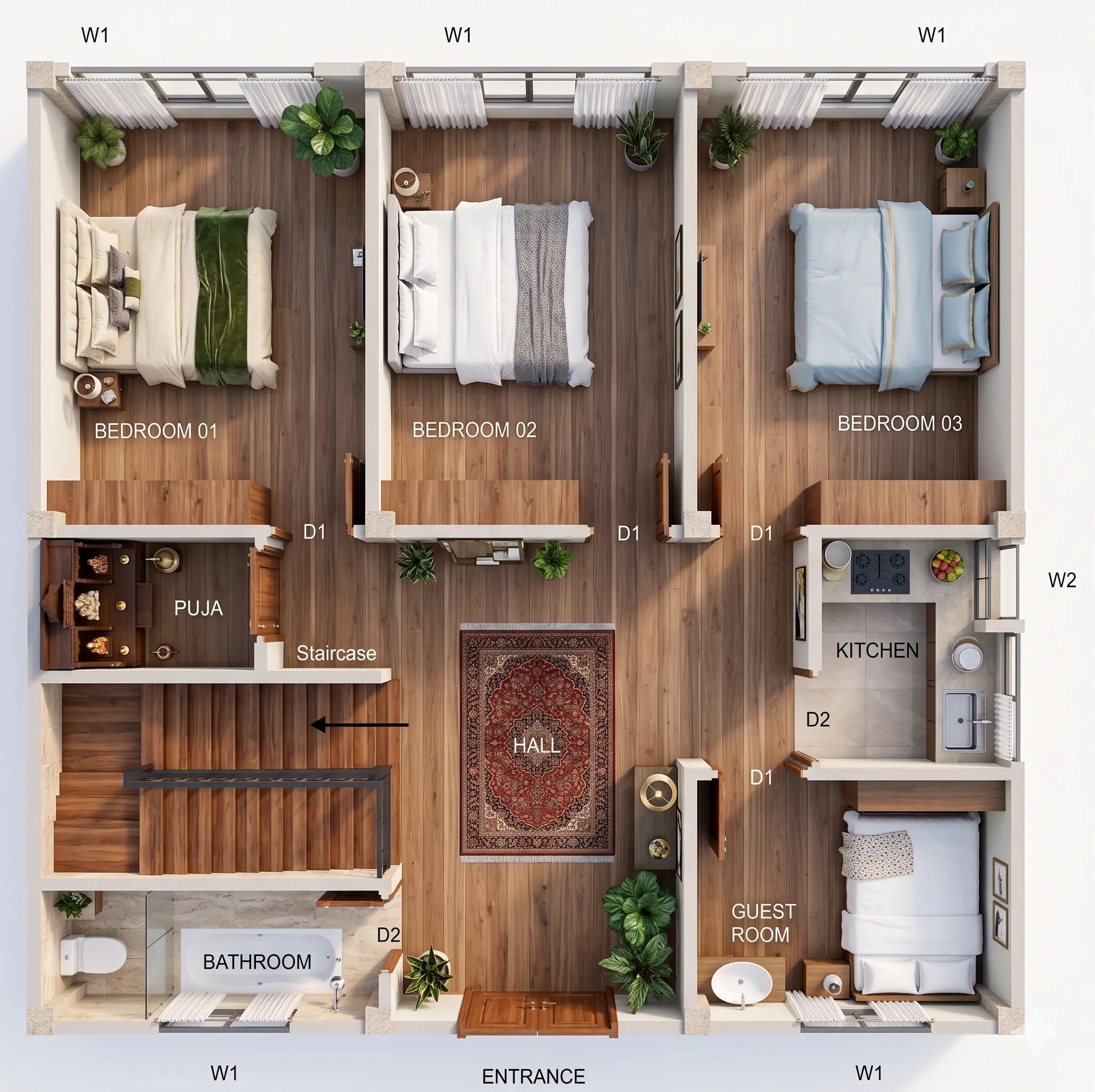 30x30 4BHK Ground Floor Plan | House Design in Bhagalpur
